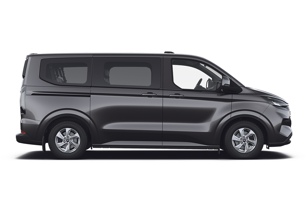 Ford Tourneo Custom nero, parte della gamma Ford di multispazio e monovolume.