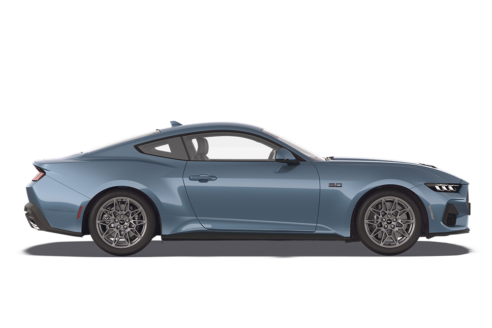 Ford Mustang vapour blue, parte della gamma di performance car Ford.